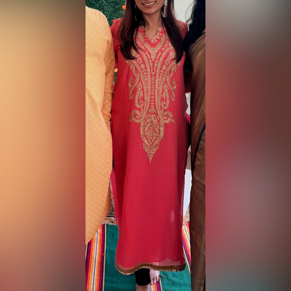 Ethnic Indian Wear Red Salwar Kameez with Gold Embroidery
